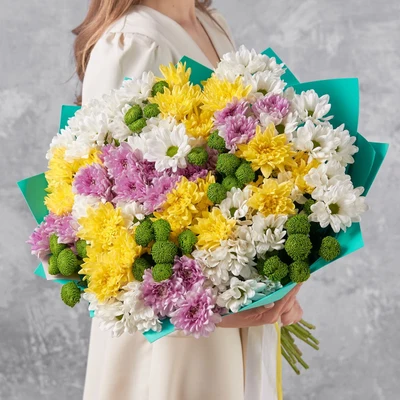 Букет из 25 кустовых хризантем